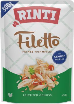 Rinti P.B. Filetto Huhn & Gemüse in Jelly 300g (Menge: 6 je Bestelleinheit) Rinti P.B. Filetto Huhn & Gemüse in Jelly 300g (Menge: 6 je Bestelleinheit)
