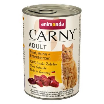 Animonda Cat Carny Adult Rind, Huhn & Entenherzen 400g (Menge: 6 je Bestelleinheit)