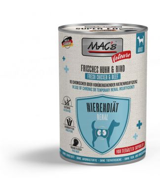Macs Dog Vetcare Nierendiät Huhn & Rind 400g (Menge: 6 je Bestelleinheit) Macs Dog Vetcare Nierendiät Huhn & Rind 400g (Menge: 6 je Bestelleinheit)
