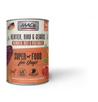 MACs Dog Rentier, Rind & Gemüse 400g (Menge: 6 je Bestelleinheit) MACs Dog Rentier, Rind & Gemüse 400g (Menge: 6 je Bestelleinheit)