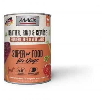 MACs Dog Rentier, Rind & Gemüse 800g (Menge: 6 je Bestelleinheit) MACs Dog Rentier, Rind & Gemüse 800g (Menge: 6 je Bestelleinheit)