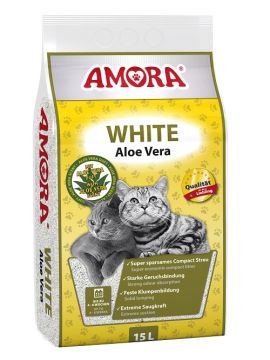 AMORA Katzenstreu White Compact Aloe Vera 15 Liter