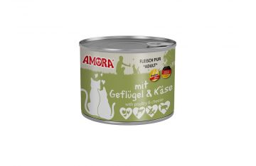AMORA Cat Fleisch Pur Geflügel & Käse 200g (Menge: 6 je Bestelleinheit)