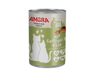AMORA Cat Fleisch Pur mit Geflügel & Käse 400g (Menge: 6 je Bestelleinheit)