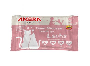 AMORA Cat PB Flowpack feine Mousse reich an Lachs 4x100g (Menge: 10 je Bestelleinheit)