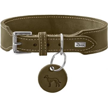 Hunter Halsband Aalborg Rindsleder olivgrün extrabreit 45/S