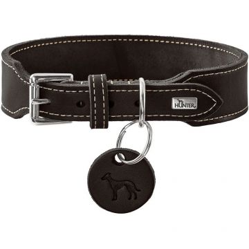 Hunter Halsband Aalborg Rindsleder schwarz extrabreit 65/L