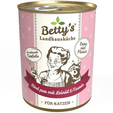 Bettys Landhausküche Katze Dose Rind pur mit Leinöl 400 g (Menge: 6 je Bestelleinheit)