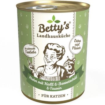 Bettys Landhausküche Katze Dose Huhn mit Kalb & Borretschöl 400g (Menge: 6 je Bestelleinheit)