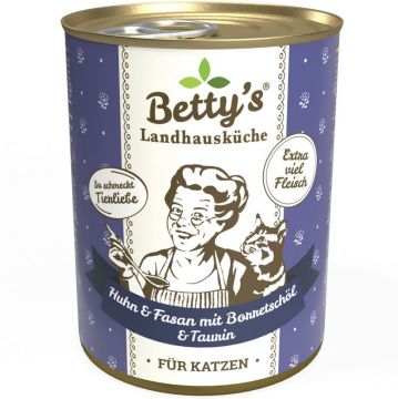 Bettys Landhausküche Katze Dose Huhn & Fasan mit Borretschöl 400g (Menge: 6 je Bestelleinheit)