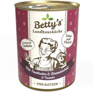 Bettys Landhausküche Katze Dose Truthahn & Borretschöl 400g (Menge: 6 je Bestelleinheit)
