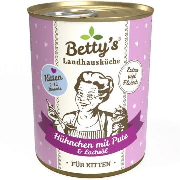 Bettys Landhausküche Katze Dose Kitten Hühnchen mit Pute 400g (Menge: 6 je Bestelleinheit)