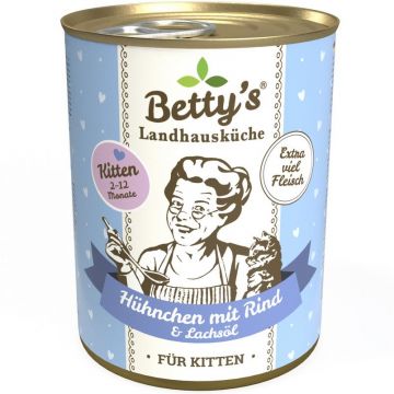 Bettys Landhausküche Katze Dose Kitten Hühnchen mit Rind 400g (Menge: 6 je Bestelleinheit)
