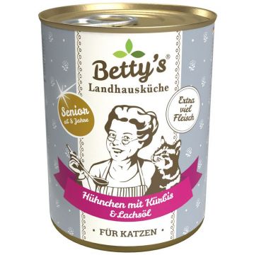 Bettys Landhausküche Katze Dose Senior Hühnchen mit Kürbis & Lachsöl 400g (Menge: 6 je Bestelleinheit)