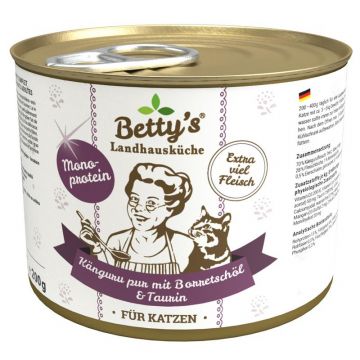 Bettys Landhausküche Katze Dose Känguru pur 200g (Menge: 6 je Bestelleinheit)