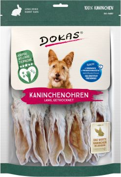 Dokas Dog Kaninchenohren mit Fell getrocknet 180 g (Menge: 7 je Bestelleinheit)