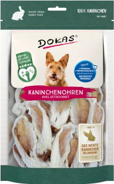 Dokas Dog Kaninchenohren mit Fell getrocknet 100 g (Menge: 7 je Bestelleinheit)