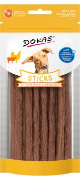 Dokas Dog Sticks mit Hühnerbrust & Rinderleber 60g (Menge: 12 je Bestelleinheit) Dokas Dog Sticks mit Hühnerbrust & Rinderleber 60g (Menge: 12 je Bestelleinheit)