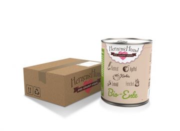 Herzenshund Bio-Ente mit Bio Gemüse & getreidefrei 800g (Menge: 6 je Bestelleinheit)