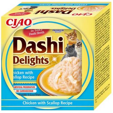 Inaba Cat Dashi Delights Chicken & Scallop 70g (Menge: 6 je Bestelleinheit)
