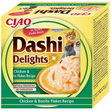 Inaba Cat Dashi Delights Chicken & Bonito Flakes 70g (Menge: 6 je Bestelleinheit)