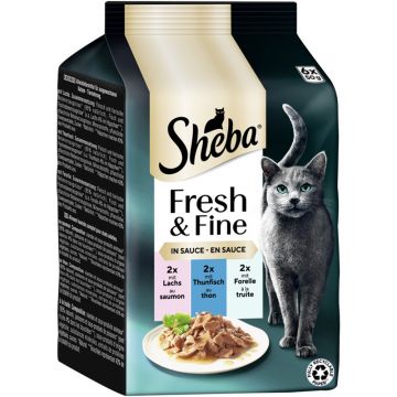 Sheba P.B. MP Fresh & Fine Lachs, Thunfisch & Forelle in Sauce MSC 6x50g (Menge: 6 je Bestelleinheit)