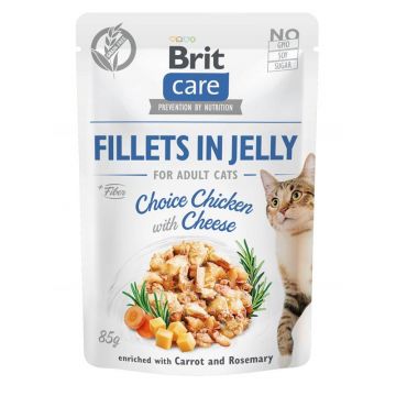 Brit Care Cat Fillets in Jelly Choice Chicken with Cheese 85g (Menge: 24 je Bestelleinheit)